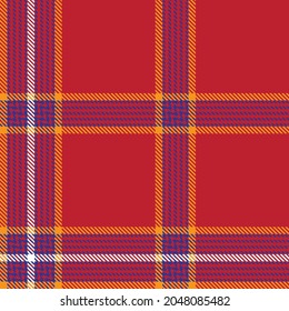 Tartan plaid seamless pattern black white line fabric texture red background, Scottish cage , Gift box paper decoration, Check design Vector illustration