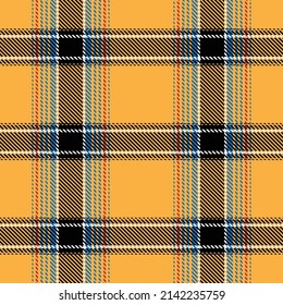 Tartan plaid seamless pattern black white blue red color line . Shirt print fabric texture yellow background, Scottish cage , New year ,Gift box paper decoration, Check design Vector illustration