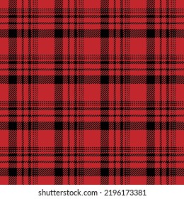 Tartan plaid seamless pattern black color line . Shirt print fabric texture red background, Scottish cage , New year ,Gift box paper decoration, Check design Vector illustration