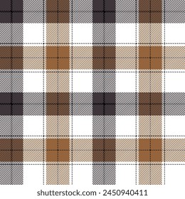 Tartan plaid seamless pattern. Black, brown, white color. Scottish, lumberjack and hipster fashion style.