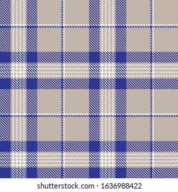 Tartan plaid seamless pattern blue white line fabric texture gray background, Scottish cage