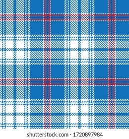 Tartan plaid seamless pattern blue background. Flannel shirts , Vector illustration for wallpapers , Red white line color fabric texture , Scottish cage .