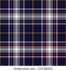 Tartan plaid seamless pattern blue color background. Flannel shirts , Vector illustration for wallpapers , Red yellow white line color fabric , Scottish cage .
