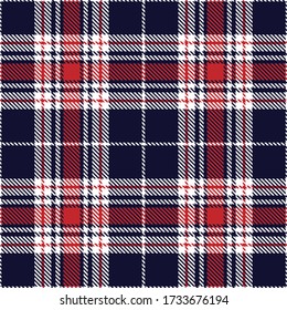 Tartan plaid seamless pattern blue color background. Flannel shirts , Vector illustration for wallpapers , Red white line color fabric , Scottish cage .
