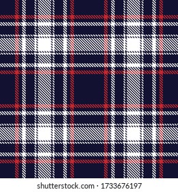 Tartan plaid seamless pattern blue color background. Flannel shirts , Vector illustration for wallpapers , Red white line color fabric , Scottish cage .