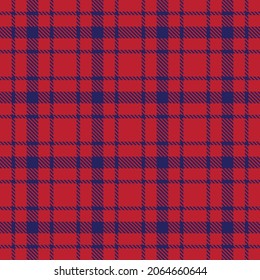 Tartan plaid seamless pattern blue line fabric texture red background, Scottish cage , New year Christmas Decoration, Check design Vector illustration