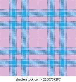 Tartán trenzado sin fisuras color azul y blanco , Línea de falda rosada . Fondo de textura de tela de impresión de camisas, jaula escocesa , Decoración de papel de caja de regalo, Comprobar diseño Ilustración vectorial