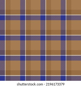 Tartán trenzado sin fisuras línea de color azul, blanco . Material de tela de impresión de camisas fondo marrón, jaula escocesa , Año nuevo ,Decoración de papel de regalo, Comprobar diseño Ilustración vectorial