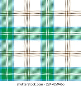 Tartan plaid seamless pattern blue ,white ,brown ,green line fabric texture background, Scottish cage , New year , Gift box decoration, Check design Vector illustration