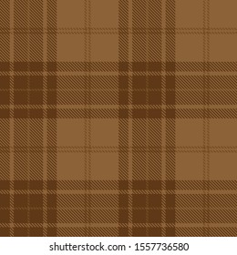 Tartan plaid seamless pattern brown line alternating rectangles of fabric brown background, Scottish cage.