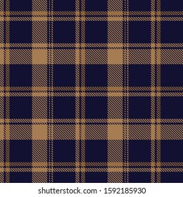 Tartan plaid seamless pattern brown line fabric texture dark blue background  ,Scottish cage