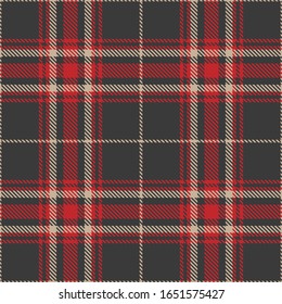 Tartan plaid seamless pattern brown red line fabric texture gray background, Scottish cage