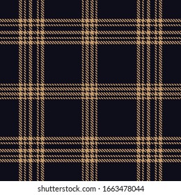 Tartan plaid seamless pattern brown line fabric texture dark blue background, Scottish cage