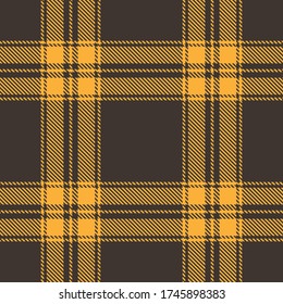 Tartan plaid seamless pattern brown color background. Flannel shirts , Vector illustration for wallpapers, yellow line color fabric , Scottish cage .