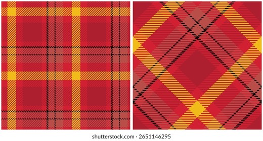 Patrón de cuadros de tartán sin fisuras. Patrón de comprobación. Plantilla para Ornamento de Diseño. Textura de tela sin costuras. Ilustración vectorial