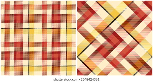 Tartan Xadrez Padrão Sem Costura. Padrões de Gingham. Tecido Escocês Tradicional. Camisa Lumberjack Flannel Têxtil. Amostra De Bloco Padrão Incluída.