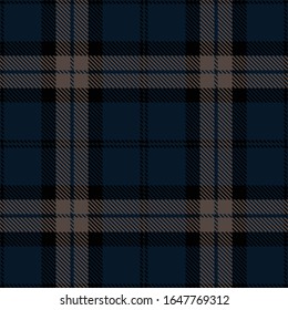 Tartan plaid seamless pattern gray black line fabric texture blue background, Scottish cage