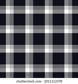 Tartan plaid seamless pattern gray white color line fabric texture dark blue background, Scottish cage , Check design , Vector illustration