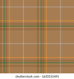 Tartan plaid seamless pattern green brown gray line fabric texture background , Scottish cage