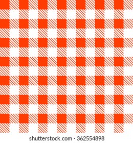 Tartan plaid seamless pattern. Kitchen checkered red tablecloth fabric background.