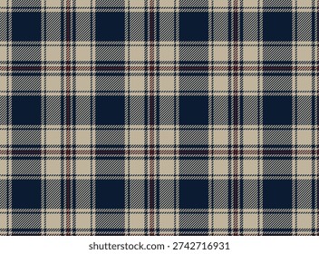 Tartan plaid seamless pattern. Navy, beige and burgundy red plaid background for autumn menswear, upholstery, and luxury fashion branding