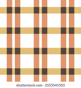 Tartan plaid seamless pattern orange and black color , white skirt line . Shirt print fabric texture background, Scottish cage , Gift box paper decoration, Check