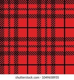 Tartan (plaid) seamless pattern. Red and black color. Scottish, lumberjack and hipster fashion style.