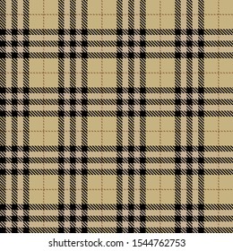 Tartan plaid seamless pattern red and orange alternating rectangles of fabric brown background, Scottish cage.