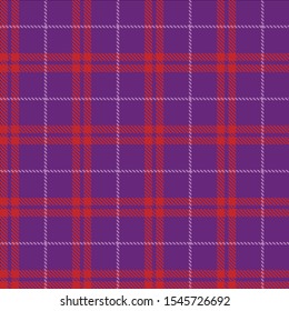 Tartan plaid seamless pattern red and white line alternating rectangles of fabric blue background, Scottish cage.
