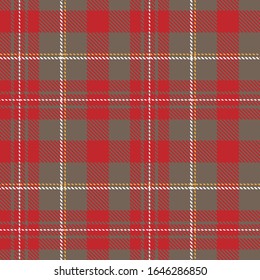 Tartan plaid seamless pattern red yellow white line fabric texture brown background, Scottish cage
