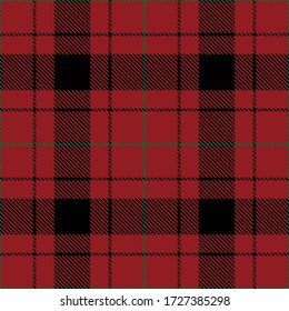 Tartan plaid seamless pattern red color background. Flannel shirts , Vector illustration for wallpapers , Green black line color fabric , Scottish cage .