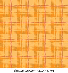 Tartan plaid seamless pattern red line fabric texture yellow background, Flannel shirt , Scottish cage , Check design , Gift box decoration , Vector illustration