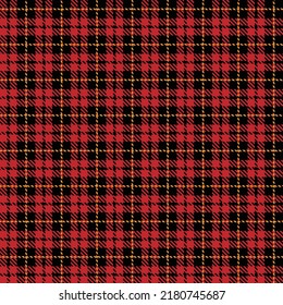 Tartán trenzado sin fisuras línea de color rojo y amarillo. Textura de tela de impresión de camisas fondo negro, jaula escocesa , Año nuevo , Decoración de papel de caja de regalo, Comprobar diseño Ilustración vectorial