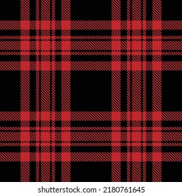 Tartan plaid seamless pattern red color line . Shirt print fabric texture black background, Scottish cage , New year , Gift box paper decoration, Check design Vector illustration