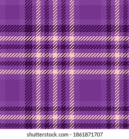 Tartan plaid seamless pattern. Scotland. Scottish. UK. Checked pattern. Purple. Textile, blanket, fabric