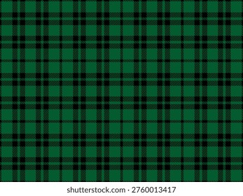 Tartan plaid seamless pattern. Scottish traditional fabric swatch. Forest green checkered plaid repeating background