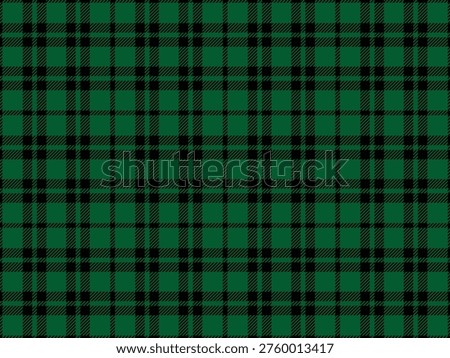 Tartan plaid seamless pattern. Scottish traditional fabric swatch. Forest green checkered plaid repeating background