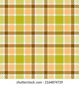 Tartan plaid seamless pattern. Traditional checkered geometric ornament. Lime green, beige, brown, pink checks and stripes. Abstract geometric retro textile backdrop
