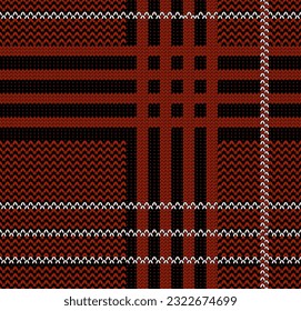 Tartan plaid seamless  pattern tweed in black and red. Plaid graphic texture background for dress, skirt, scarf, throw, jacket, fashion fabric print. Vector illustration.