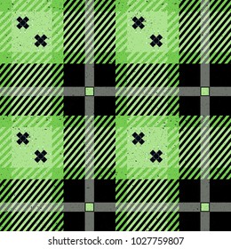 Tartan, plaid Seamless pattern. Wallpaper,wrapping paper,textile.Retro style.Fashion illustration,vector.Traditional red and green scottish ornament,background.Christmas,new year decor.