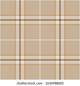 Tartan plaid seamless pattern white yellow red yellow line fabric texture brown background, Scottish cage