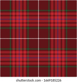 Tartan plaid seamless pattern white blue green line fabric texture red background, Scottish cage 