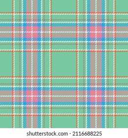 Tartán trenzado sin costura color blanco azul rojo rosado color de la tela gris fondo verde, Vintage de la camisa a cuadros Flannel , jaula escocesa , Ilustración vectorial