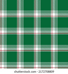 Tartán trenzado sin fisuras patrón línea de color rojo blanco . Textura de tela de impresión de camisas fondo verde, jaula escocesa , Año nuevo , Decoración de papel de regalo, Comprobar diseño Ilustración vectorial