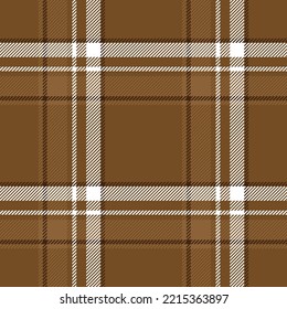 Tartan plaid seamless pattern white and brown color line . Printed shirt fabric texture brown background, Scottish cage ,Gift box paper , Check design Vector illustration
