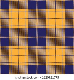 Tartan plaid seamless pattern yellow blue line fabric texture blue background , Scottish cage