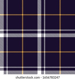 Tartan plaid seamless pattern yellow white line fabric texture blue background, Scottish cage