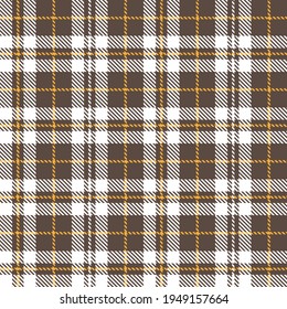 Tartan plaid seamless pattern yellow white line fabric texture gray background, Scottish cage , Check design , Vector illustration