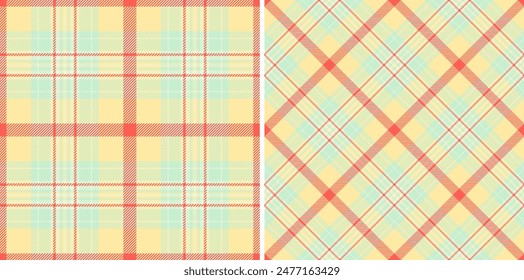 Tartán a cuadros sin costuras de textura de Vector textil con un fondo de tela patrón conjunto en colores felices.