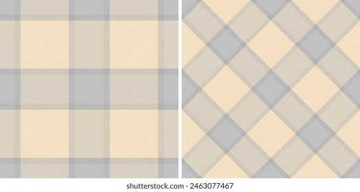 Tartan plaid textile of vector check seamless with a background fabric texture pattern. Set in cream colours. English fashion trends for the season.